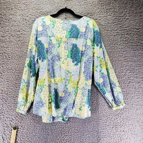 Talbots Top Womens 2X Multicolor Floral Print Long Sleeve Lightweight Blouse - Picture 7 of 8